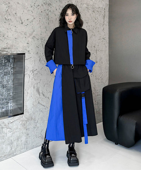 Bicolor Zip Top &  Skirt Co-ord